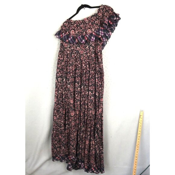Free People Dresses & Skirts - Free People Maxi Dress Womens Large Blue Pink Floral Boho Ruffle Cottage Core